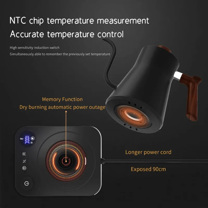 Skanto | 1200W Intelligent Elektrisk Vannkoker - Goose Neck Hånd Brygget Kaffe-kanne for Melkepulver & Presis Brygging