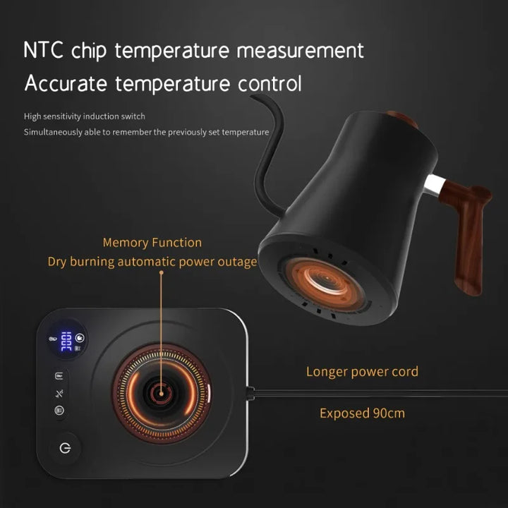 Skanto | 1200W Intelligent Elektrisk Vannkoker - Goose Neck Hånd Brygget Kaffe-kanne for Melkepulver & Presis Brygging