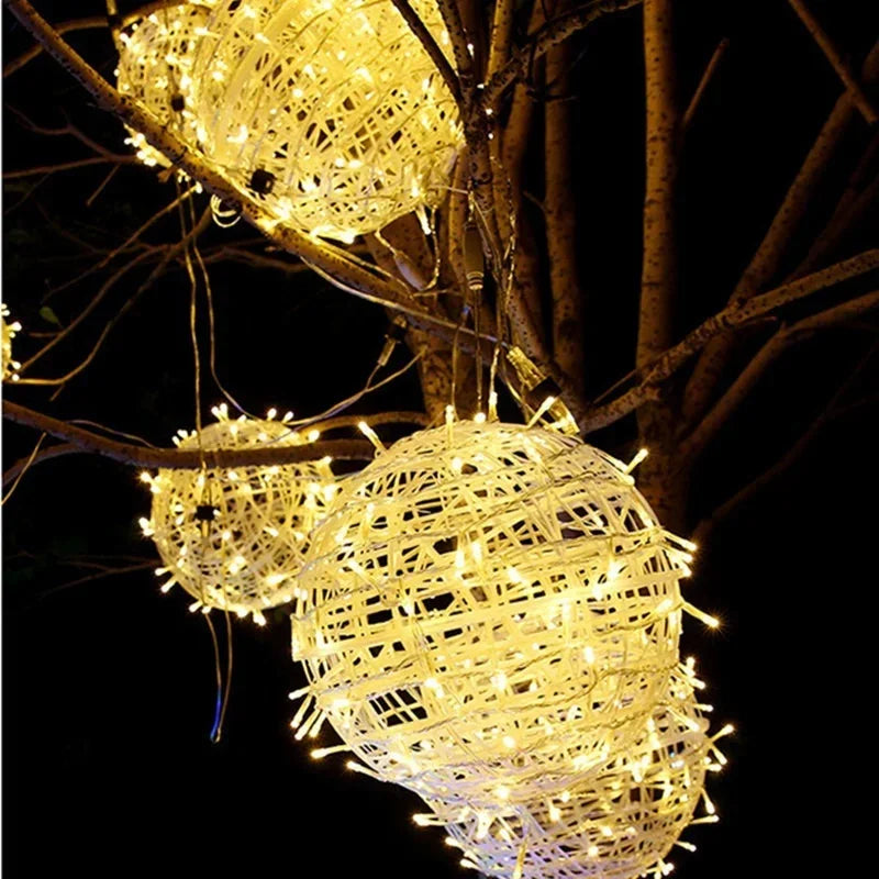 LED Rattan Ball String Lights – Dekorativ utendørs belysning for hager og fester | Skanto