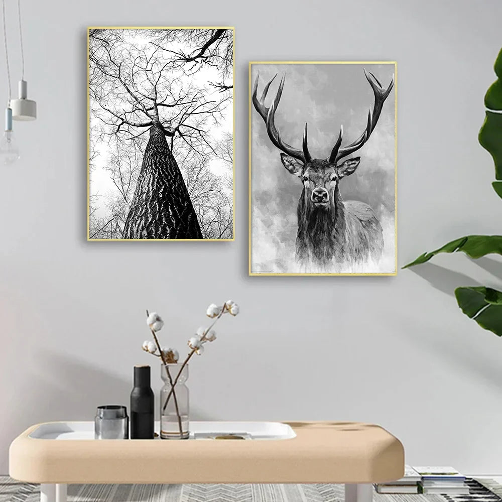 Northern Wilderness Eagle Deer Landscape Wall Art Fine Art Canvas Prints Pictures For Living Room Dining Room Nordic Home Decor | Skanto