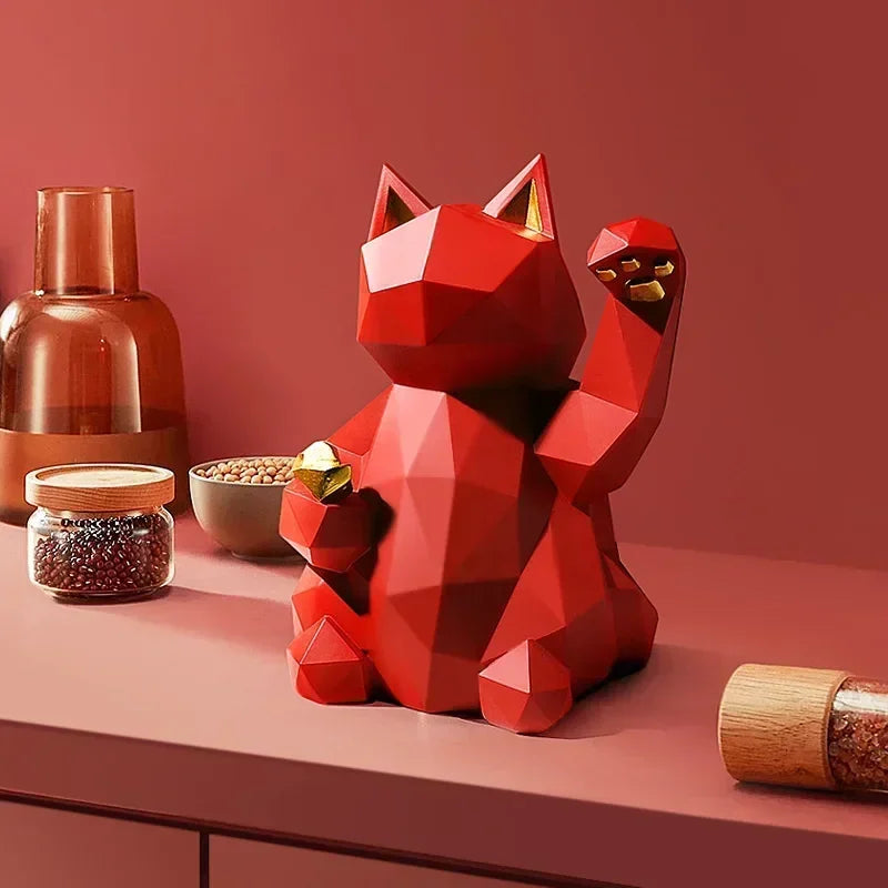 Nordic Minimalisme Geometri Lykke Katt Statuer | Skanto