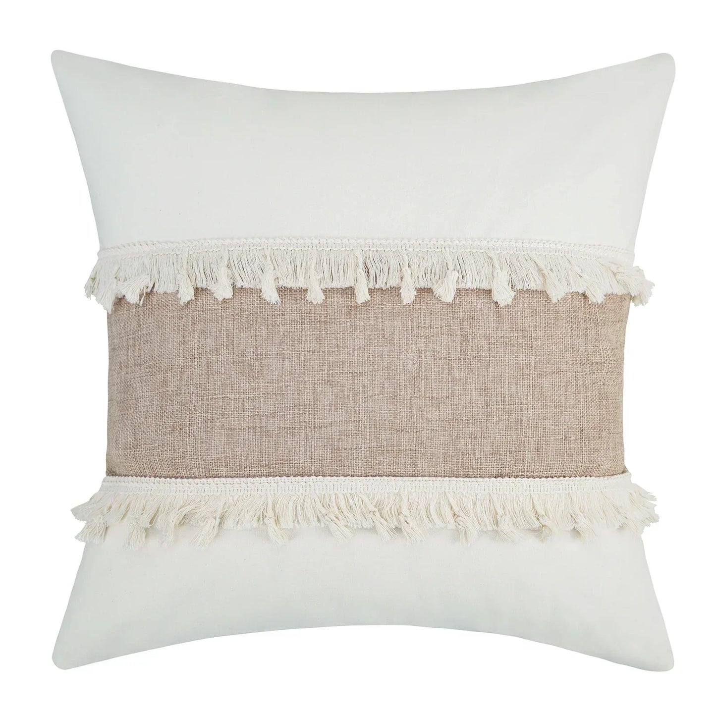 Beige Putetrekk med Geometrisk Mønster i Boho Stil – Dekorativ Sofa Putetrekk for Stue og Soverom, Koselig Hjem Deko