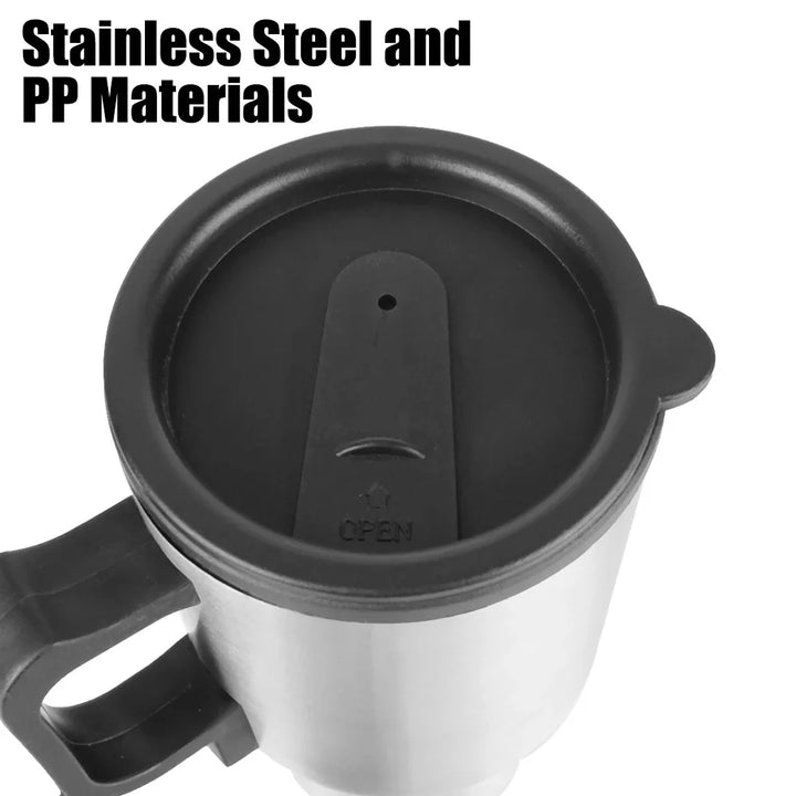 Skanto | 12V Elektrisk varmtvannskjele for bil - 450ml rustfritt stål termokopp for vann, kaffe, melk - Reiser & Camping
