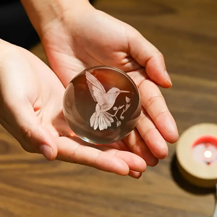 Skanto | Colibria Krystall Ball Kolibri | 3D Lasergravering & LED Base | Dekorasjon & Gaveidé