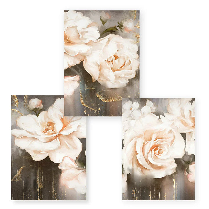 Pink Beige Petals Large Floral Wall Art Fine Art Canvas Prints Elegant Abstract Botanical Picture For Living Room Bedroom Art Decor | Skanto