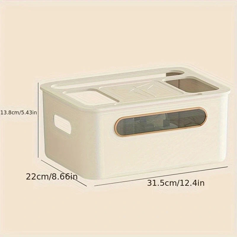 Norvo | HideNet WLAN Ruter Oppbevaringsboks | Med Kabelhåndtering & Stikkontakt Kompartment | Gjennomsiktig & Avtakbar | 1–4 Nivåer Valgbart