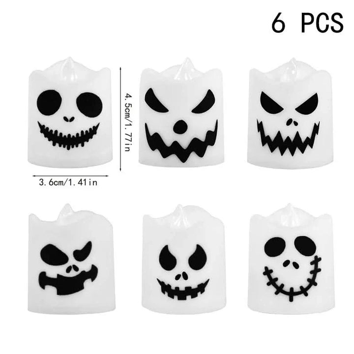Skanto | Halloween LED Spøkelse & Gresskar Stearinlys – 6 Pakke