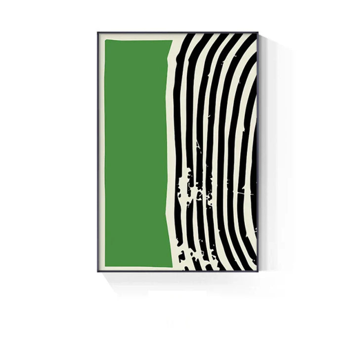 Abstract Green Geometric Line Art Wall Art Fine Art Canvas Prints Pictures for Modern Apartment Living Room Home Office Art Decor | Skanto