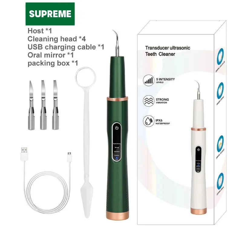 Skanto | DentoraSonic | Ultralyd tannpleieapparat for hunder og katter | 5-nivå tannsteinfjerner | USB-lading