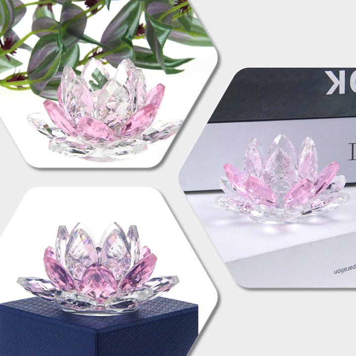 Skanto | Crystal Lotus Flower Craft Glass Paperweight Home Decoration Ornaments Figures Home Wedding Party Decor Gifts Souvenir