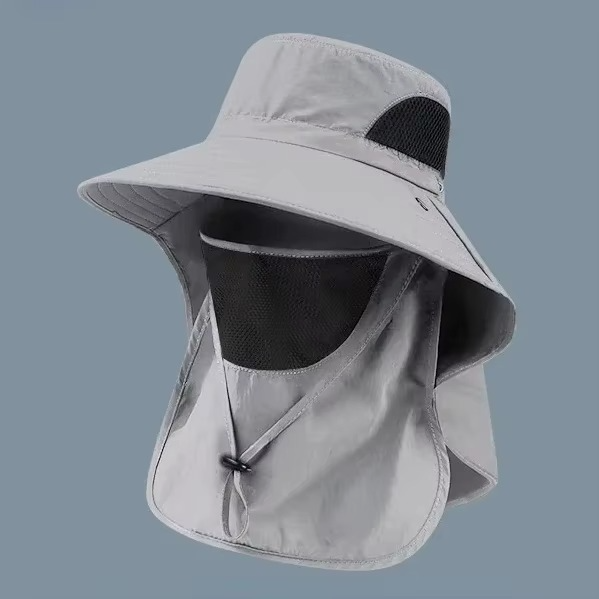 Skanto | UV-beskyttelse utendørs solhatt med bred brim og nakkeflapp for fotturer, fiske og camping