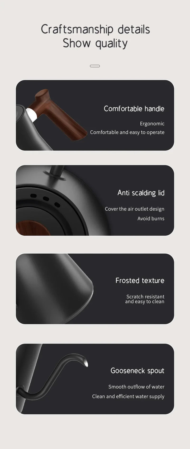 Skanto | 1200W Intelligent Elektrisk Vannkoker - Goose Neck Hånd Brygget Kaffe-kanne for Melkepulver & Presis Brygging