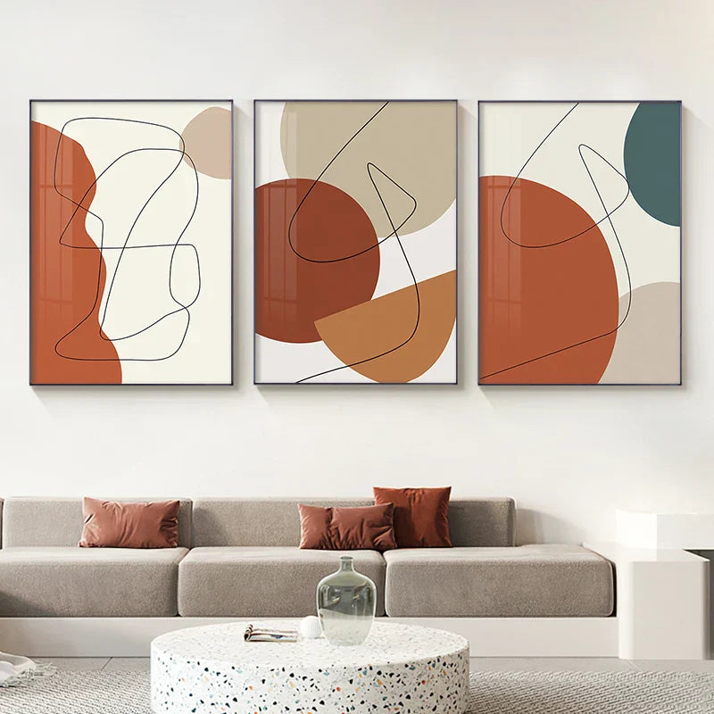 Modern Abstract Earthy Tones Geometric Wall Art Fine Art Canvas Prints Pictures for Living Room Dining Room Modern Home Decor | Skanto