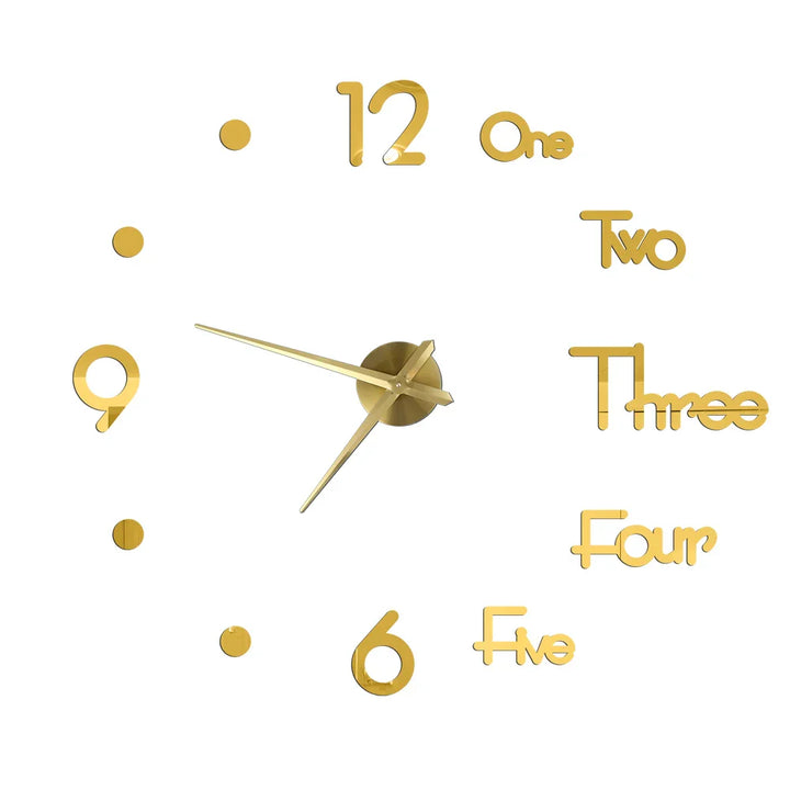 Large DIY 3D Mirror Acrylic Wall Clock for Kitchen, Dining Room, Living Room | Skanto