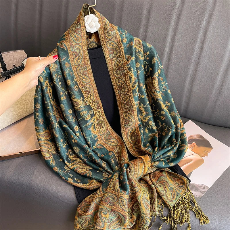 Skanto | Élégancea | Dame skjerf | Cashmere følelse | 70 × 190 cm | Luksus trykk & varm