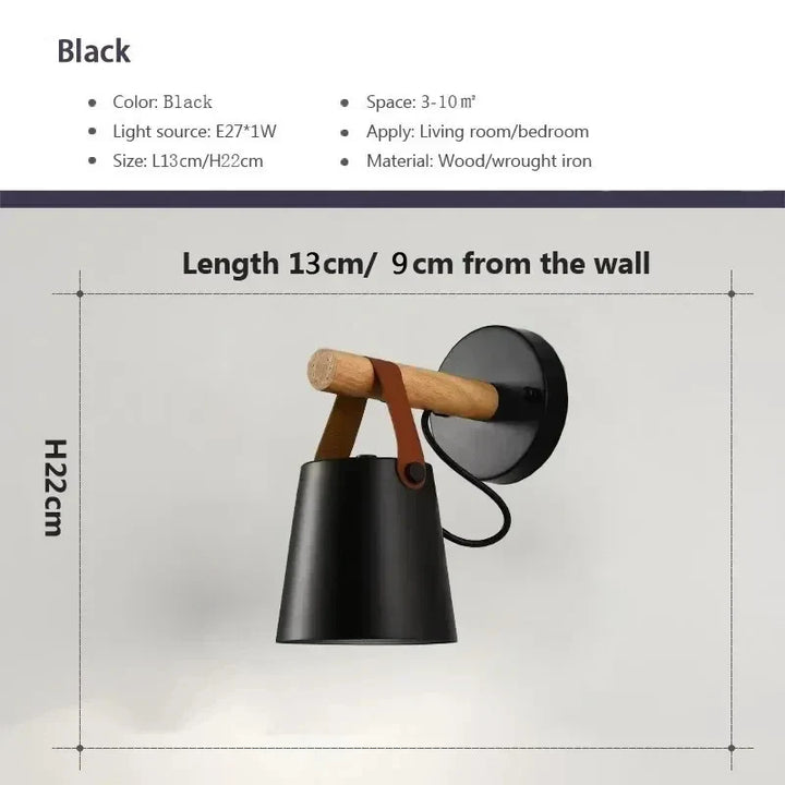 NordicGlow Light - Tre LED Vegglampe med Lærdetaljer Skanto
