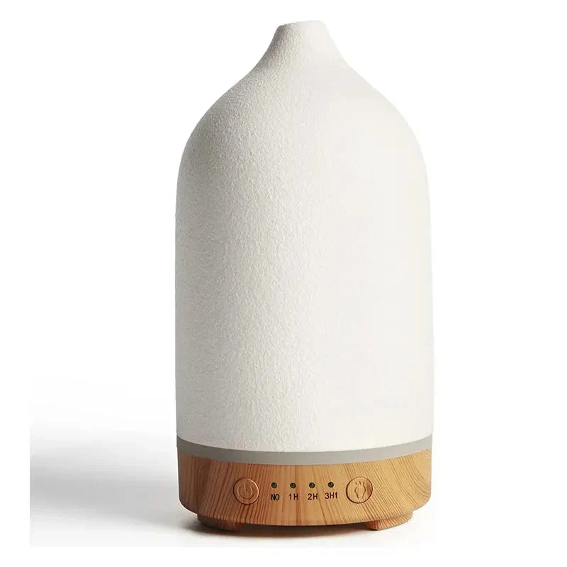 Skanto | Aromisca Keramisk Aroma Diffuser | 100 ml Ultralyd Luftfukter | 7 LED Farger & Timer | Håndlaget Design | EU Støpsel