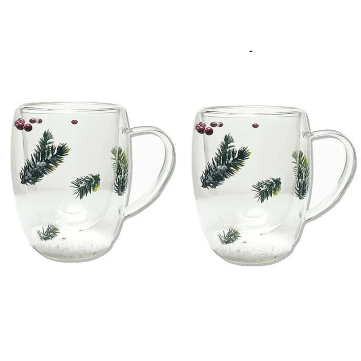 2stk Tørkede Blomster Dobbelveggs Glasskopp