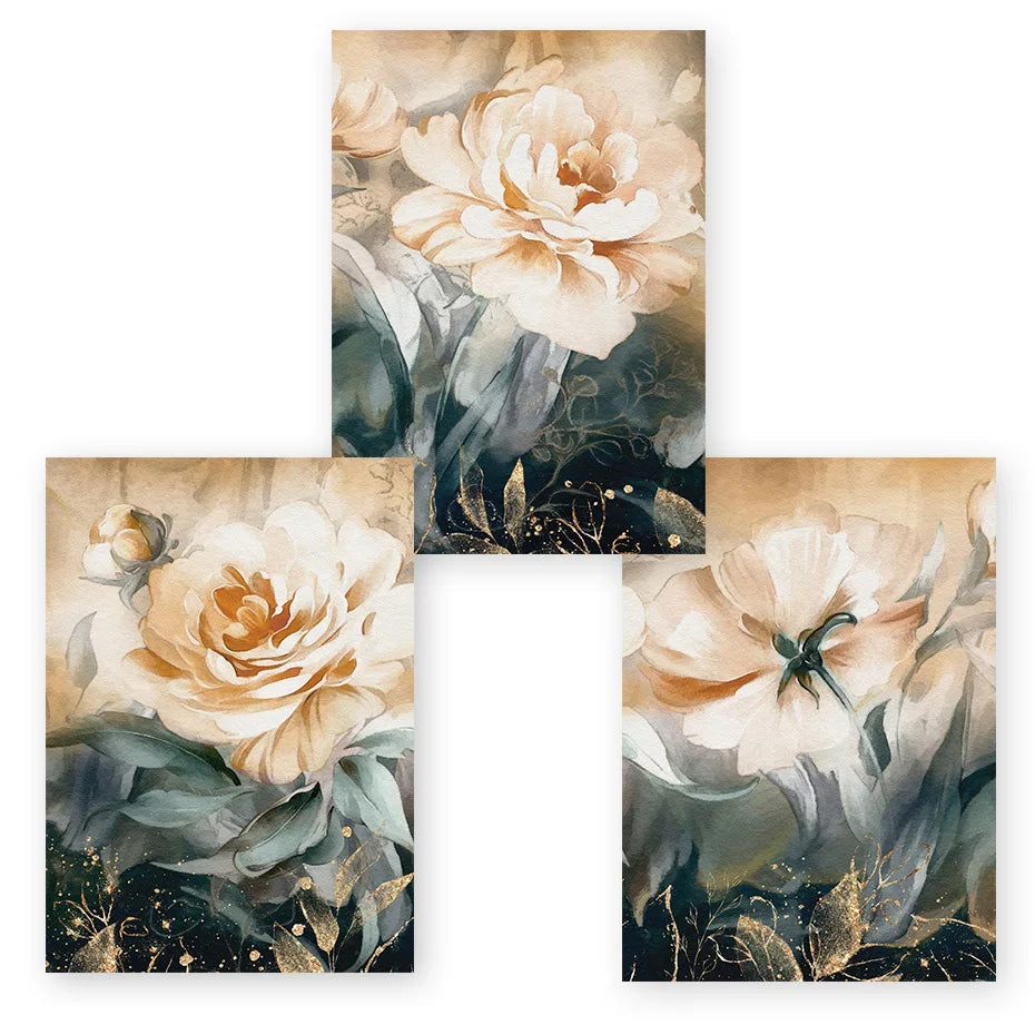Serene Pastel Petals Floral Abstract Wall Art Fine Art Canvas Print Modern Botanical Pictures For Living Room Dining Room Art Decor | Skanto