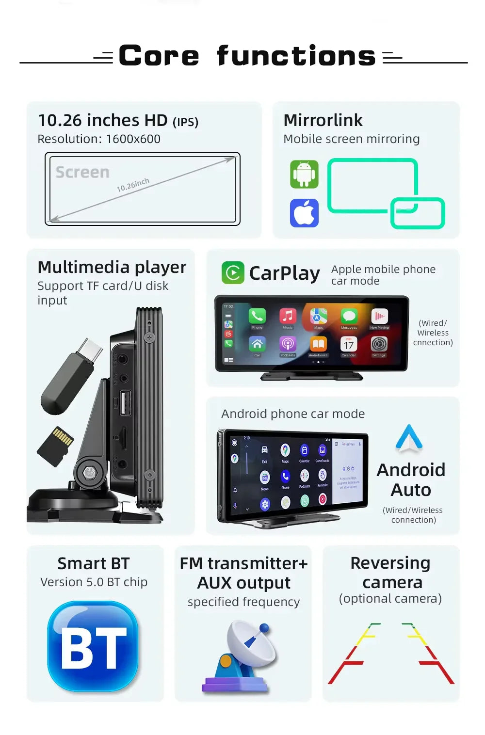 Skanto | Bilmultimedia Skjerm | Trådløs CarPlay & Android Auto