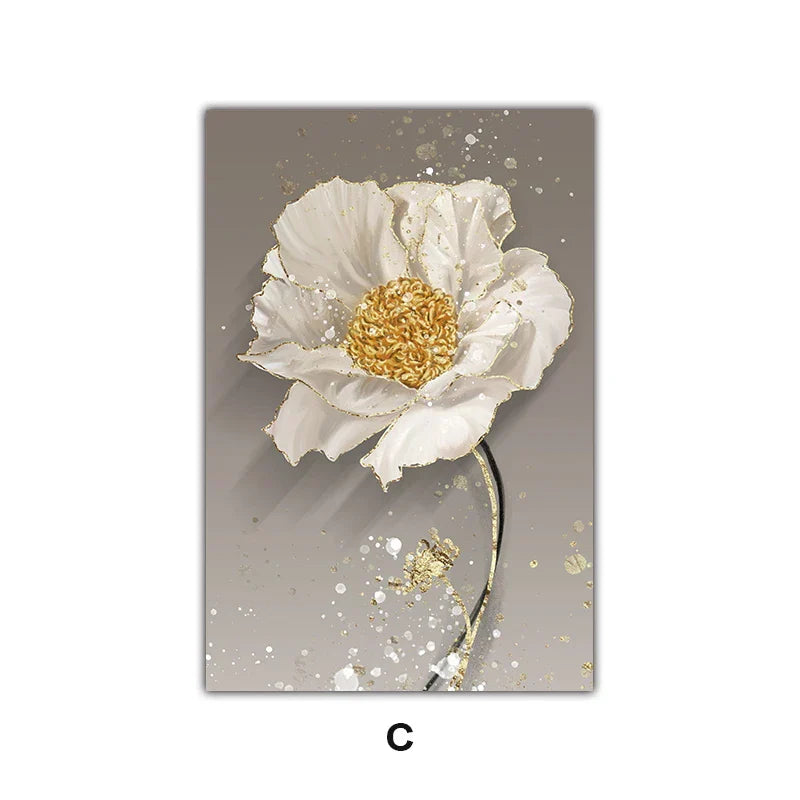 Modern Abstract Painting Splash Flowers Wall Art Fine Art Canvas Prints Posters Elegant Botanical Pictures For Living Room Decor | Skanto