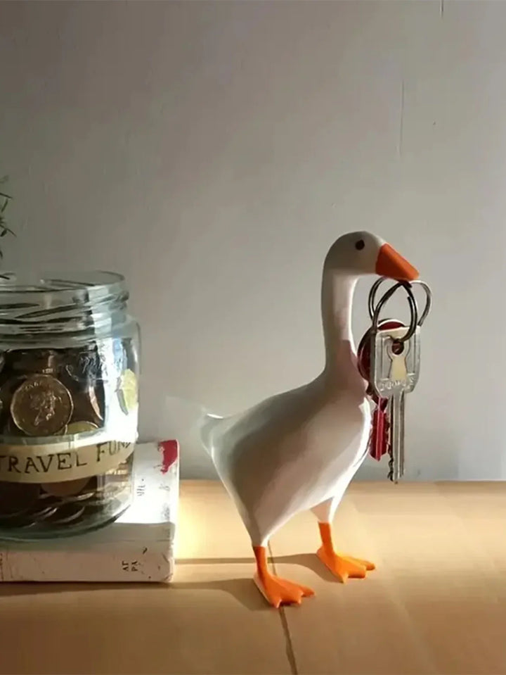 Skanto | Dekorativ Figur GåseMag | Magnetisk Gåse Nøkkelholder | Harpiksskulptur & Organizer