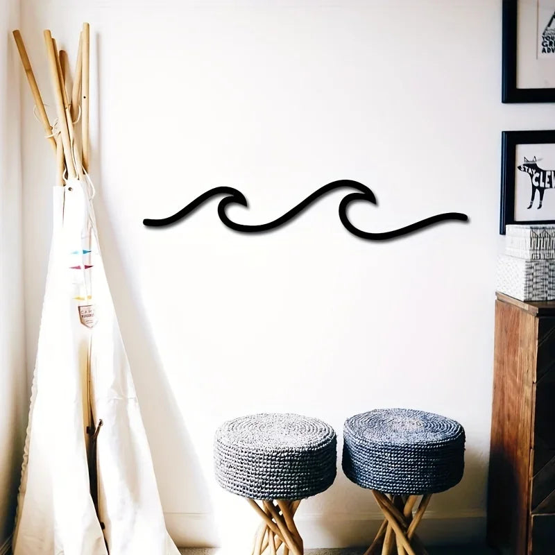 Minimalist Metal Ocean Wave Art 3D Wall Decor for Living Room Bedroom Modern Home Interior Styling | Skanto