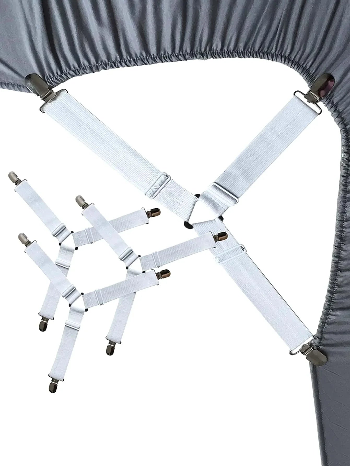 Norvo | GRIPFIX Fitted Sheet Holder Set | 4-Pack Triangulære Sengetøysstrikker | Justerbare & Anti-skli – For Madrasser, Borddekk og Dekksystemer