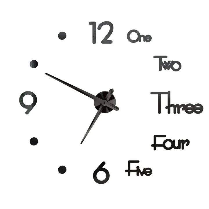 Large DIY 3D Mirror Acrylic Wall Clock for Kitchen, Dining Room, Living Room | Skanto