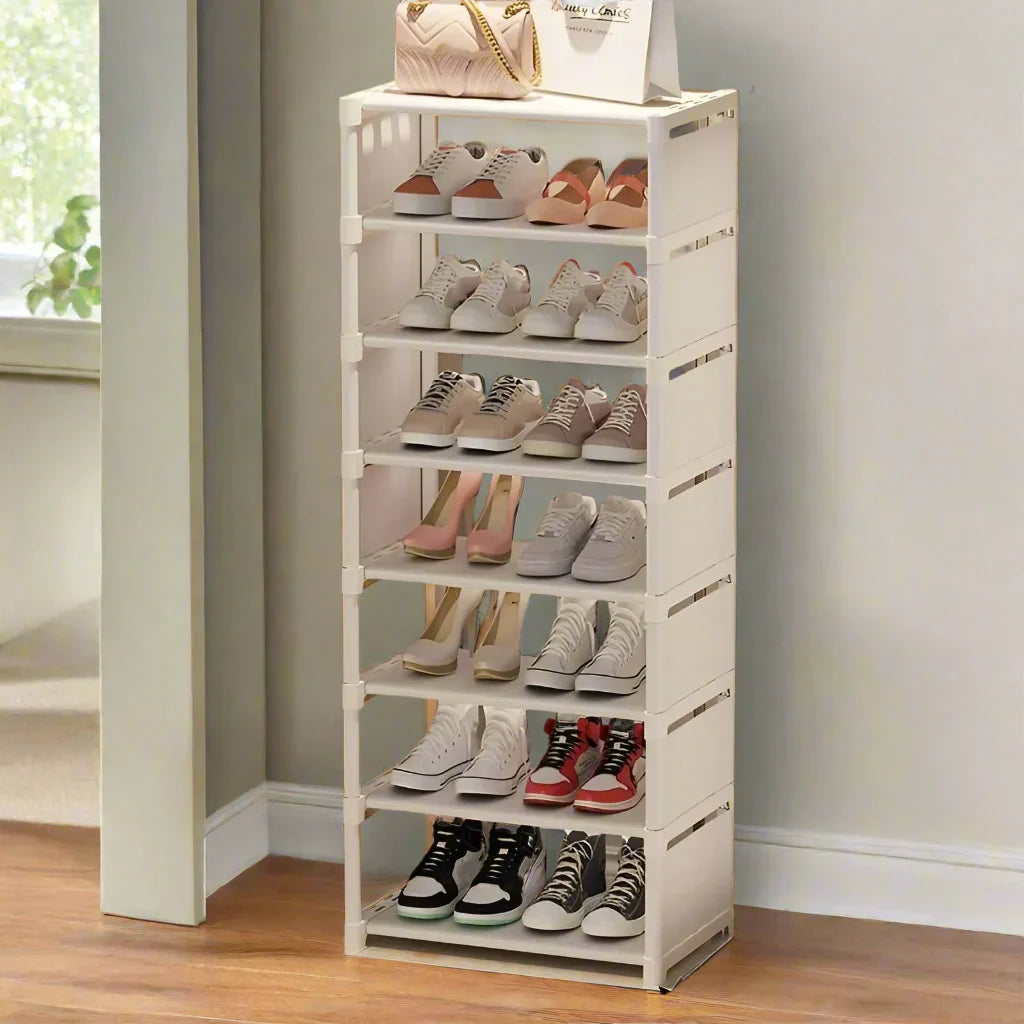 Platzsparendes Schuhregal mit Metallrahmen und 6/8 Ebenen – Liora