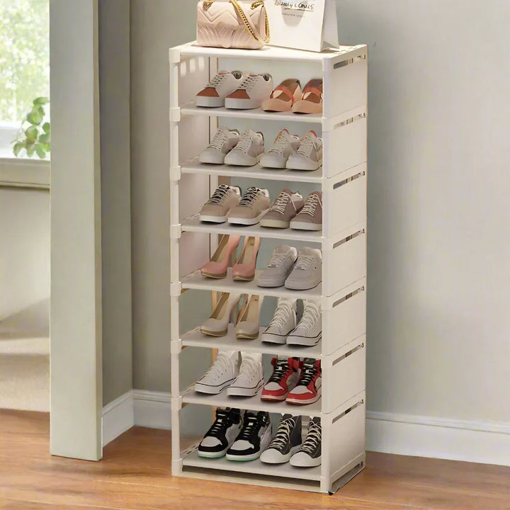 Platzsparendes Schuhregal mit Metallrahmen und 6/8 Ebenen – Liora