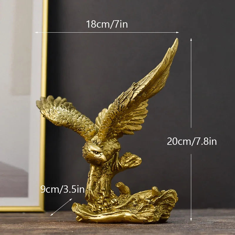 Skanto | Harpiks Gullørn Statue Kunst Dyremodell Samling Ornament Hjem Kontor Skrivebord Feng Shui Dekor Figurer enkel