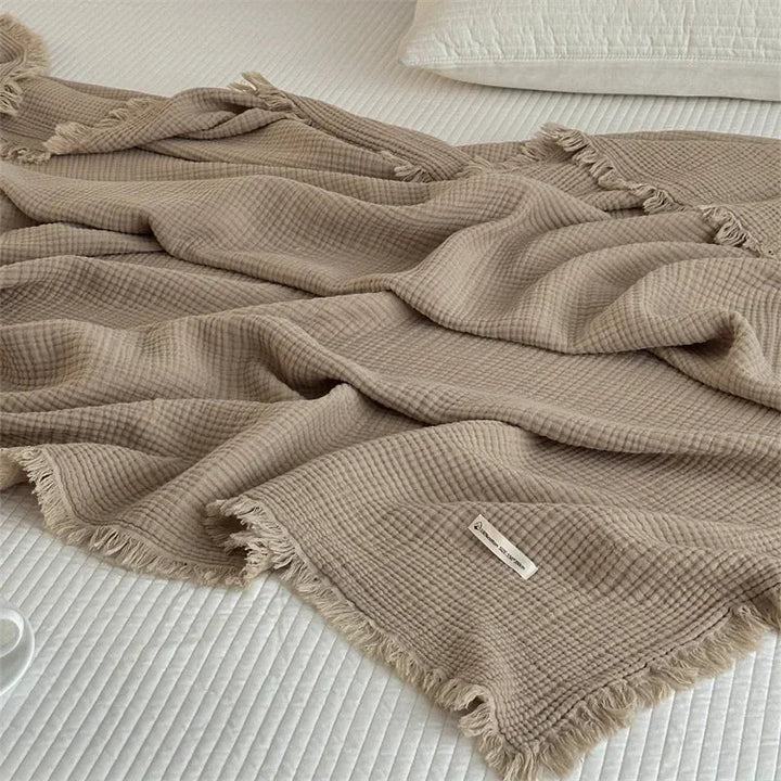 Skanto | Ensfarget bomull sofa teppe