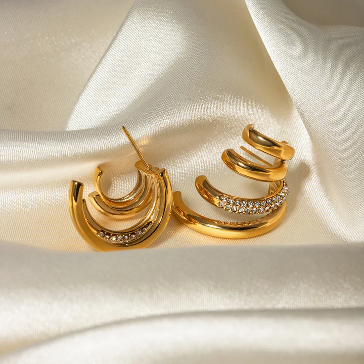 Skanto | 18k Quad Halvrunde Stud Øredobber