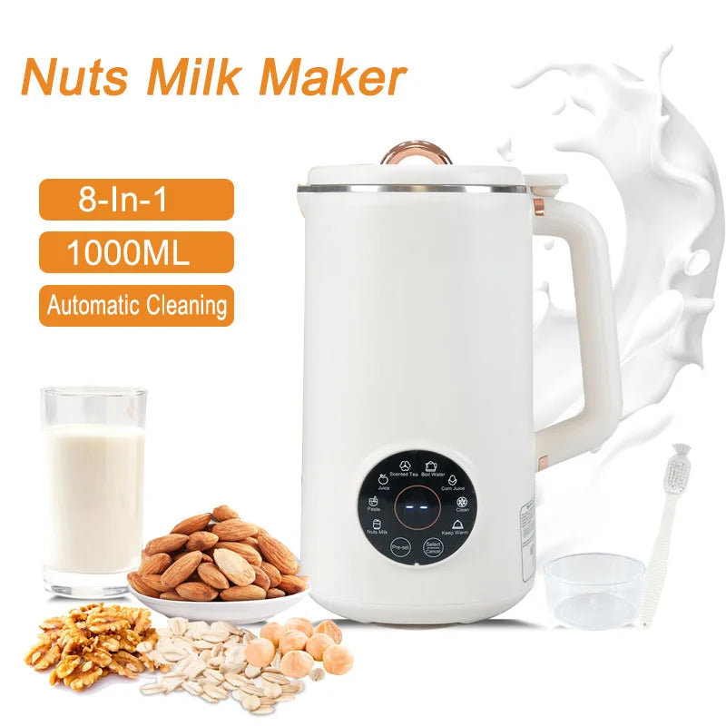 Norvo | PlantPure Plante Melk Maker 8-i-1 | For Nøtt, Havre & Soyamelk | 1000 ml Kapasitet | BPA-fri