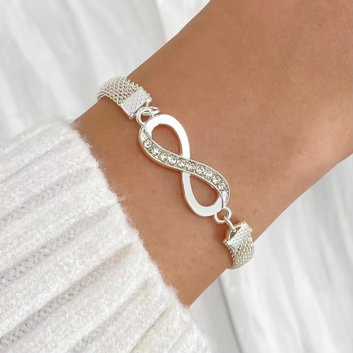 Skanto | Elegant Rhinestone Heart & Infinite Bracelet Set for Women - 3 Pieces