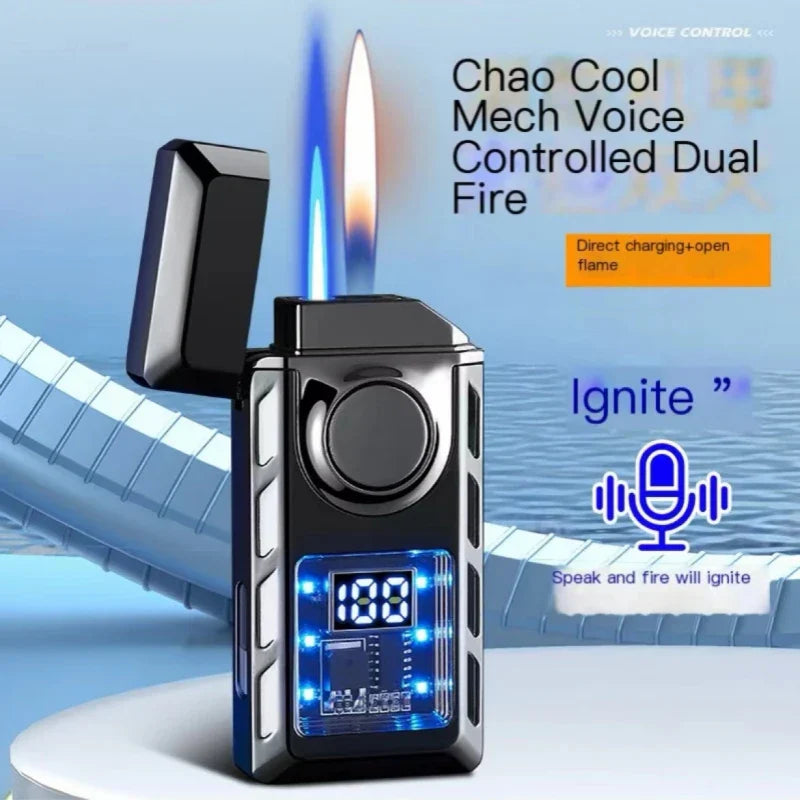 Stemmeaktivert USB Fargerik Dobbel Flamme Lighter | Skanto