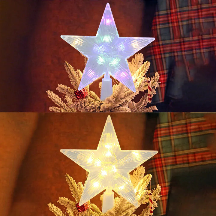Lysende julegave – LED-belyst juletre topp for juletre, glitrende juledekorasjon for festbelysning og elegant dekor | Skanto