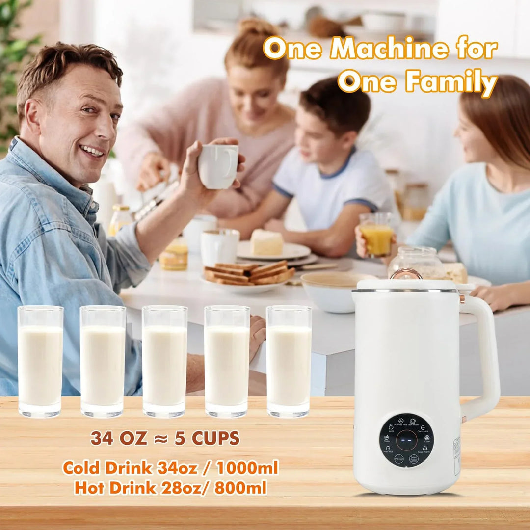 Skanto | PlantPure Plante Melk Maker 8-i-1 | For Nøtt, Havre & Soyamelk | 1000 ml Kapasitet | BPA-fri