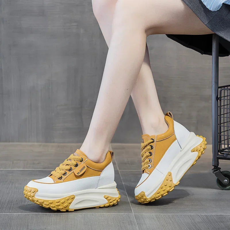 Skanto | 7 cm Plattform Wedge Sneakers laget av Lær