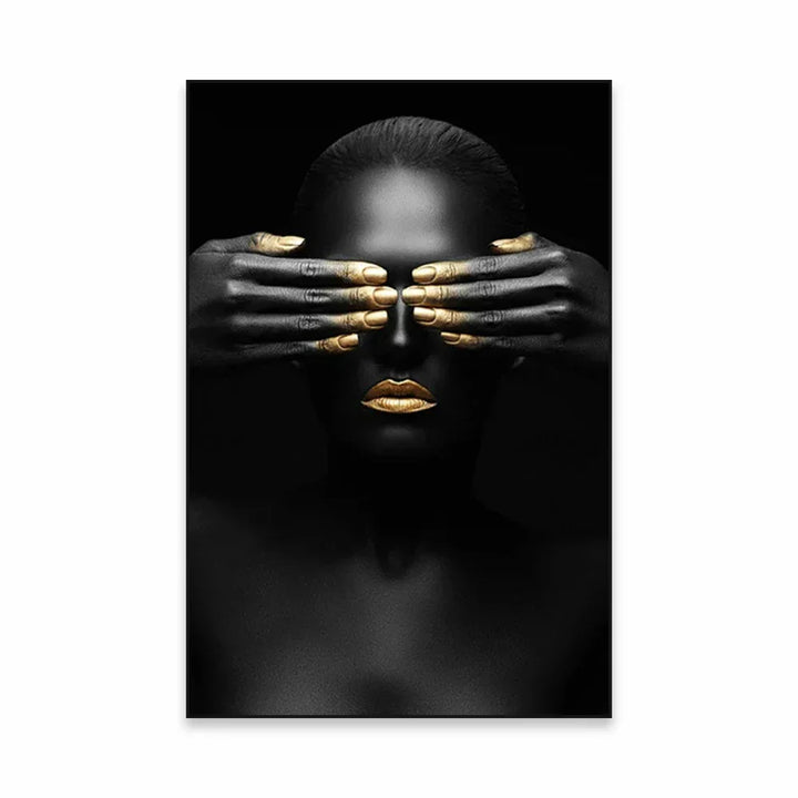 Golden Girl Fashion Wall Art Fine Art Canvas Prints Modern Abstract Portrait Pictures For Living Room Bedroom Boutique Lounge Art Decor | Skanto