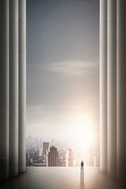 Modern Geometric Architectural Landscape Wall Art Fine Art Canvas Prints Pictures for Studio Home Office Entryway Inspiring Art Decor | Skanto