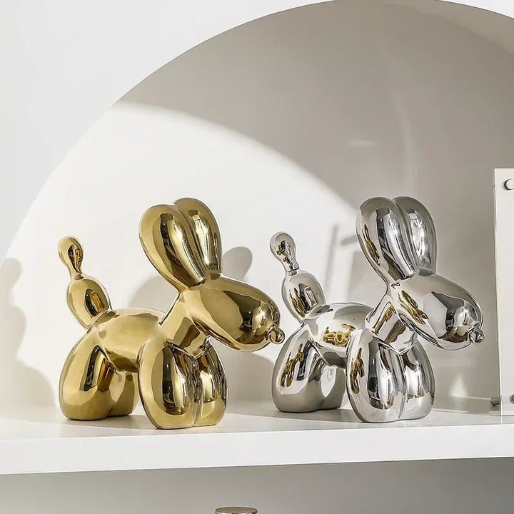Skanto | Nordisk Keramisk Ballonghund Skulptur Gull Dyre Dekorasjoner Statue Stue Ornament Kreativ Skrivebord Ornament Hjem Dekor
