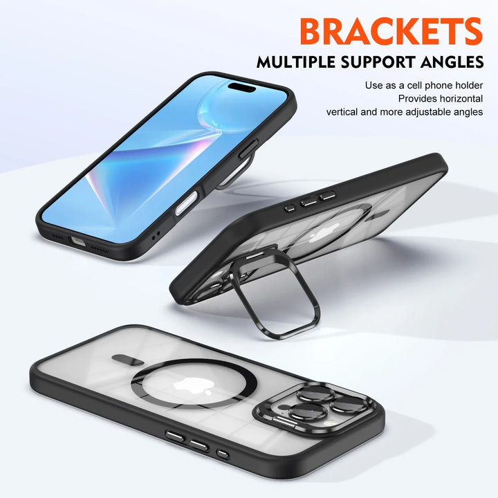 Skanto | Magnetisk Sjokkbestandig Magsafe Mobildeksel Stativ Glass Linsebeskytter Deksel