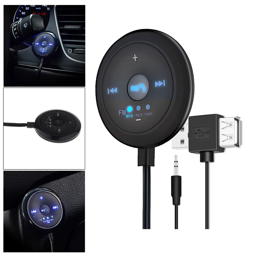 2-i-1 Bluetooth 5.0 Autoradio med FM-sender, AUX-Eingang, 500-mAh-Akku, 5-V-Eingang, kompatibel med smarttelefoner og nettbrett