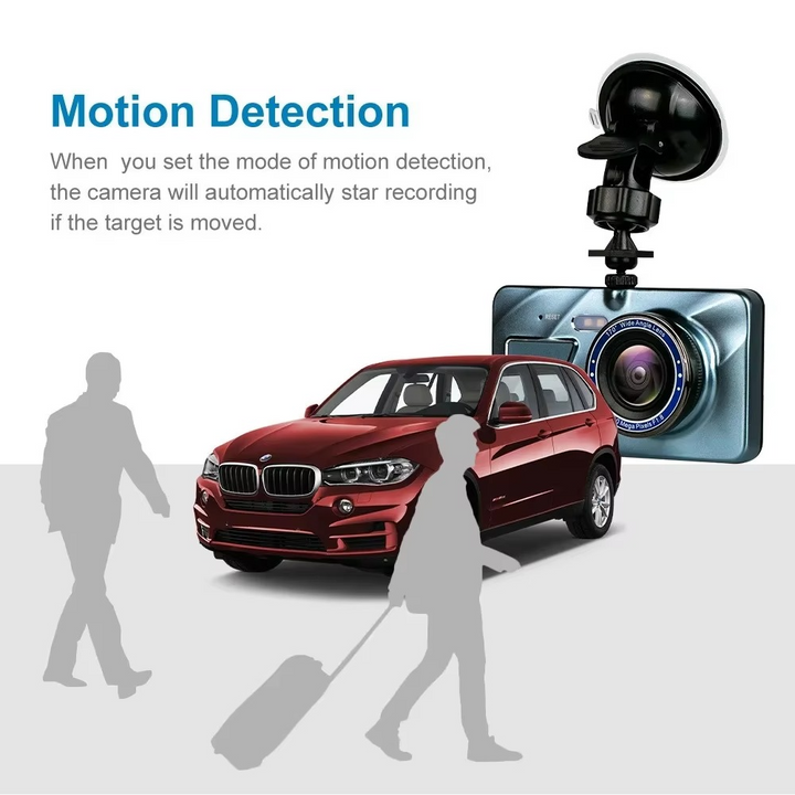 Skanto | 4" Dobbeltlinse Dash Cam med Full HD 1080P, Nattesyn, Front- og Bakvisning, Loopopptak, Aluminiumslegering Svart Boks