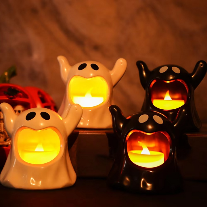 Skanto | Lysende Spøkelse Halloween Lampe – LED Spøkelse Dekorasjon med Batteribelysning