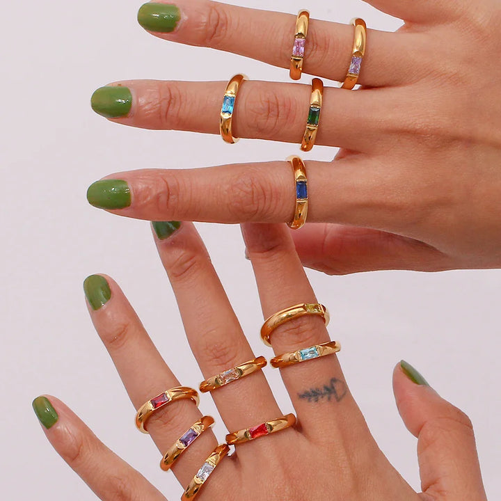 Skanto | 18k Baguette Cut Fødselsstein Ring