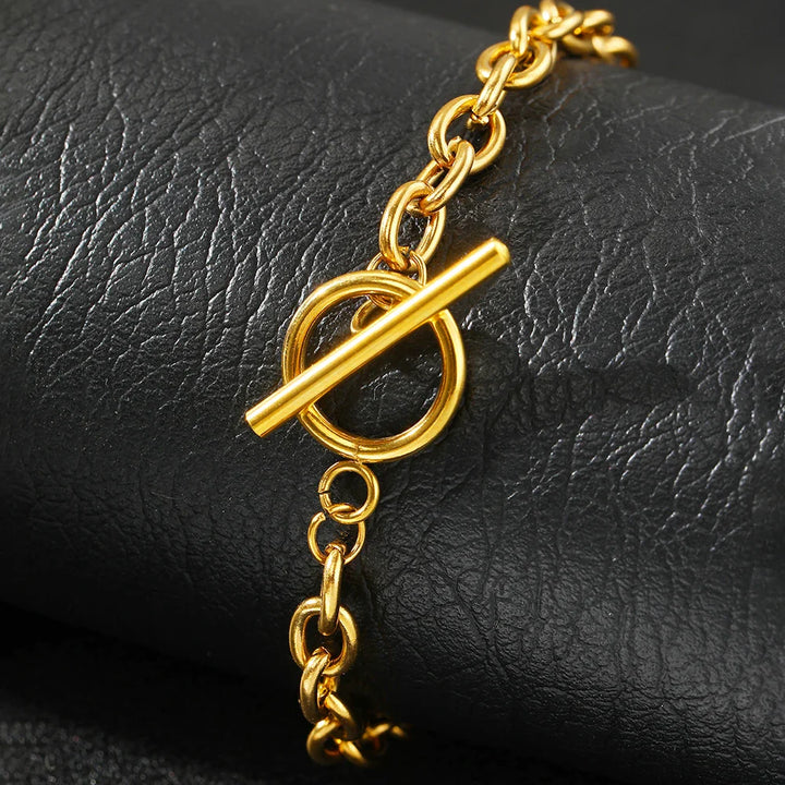 Skanto | Elegant papirklips sirkel bar lås armbånd