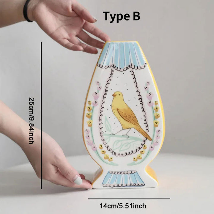 Vintage Illustrasjon Keramikk Vase | Skanto